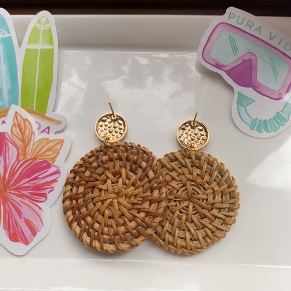 Wicker Woven Circle Drop Earring - Picture 4 of 5